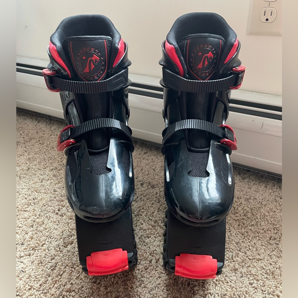 Women's Black and Red Adjustable Athletic Skate Shoes